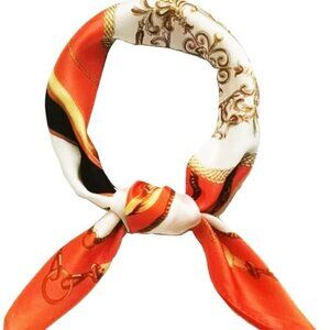Women's Orange 100% Mulberry Silk Lightweight Square Unique 21" x 21" Scarf